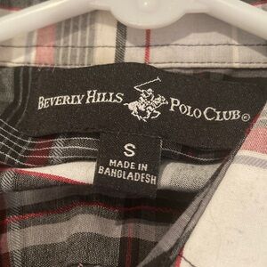 Beverly Hills Polo Club Men's Checkered Shirt - Black, Red, and White